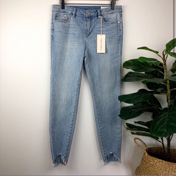 vince camuto uneven hem jeans